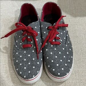 Disney Gray and Red Polka Dot Sneakers